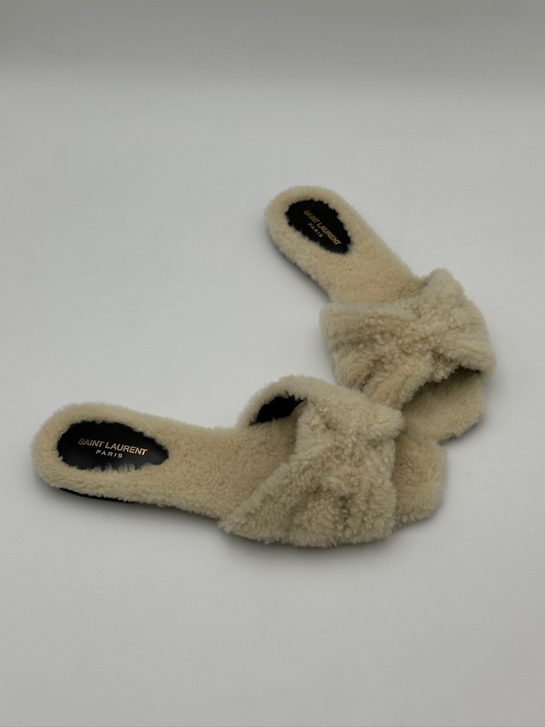 shearling flat slides