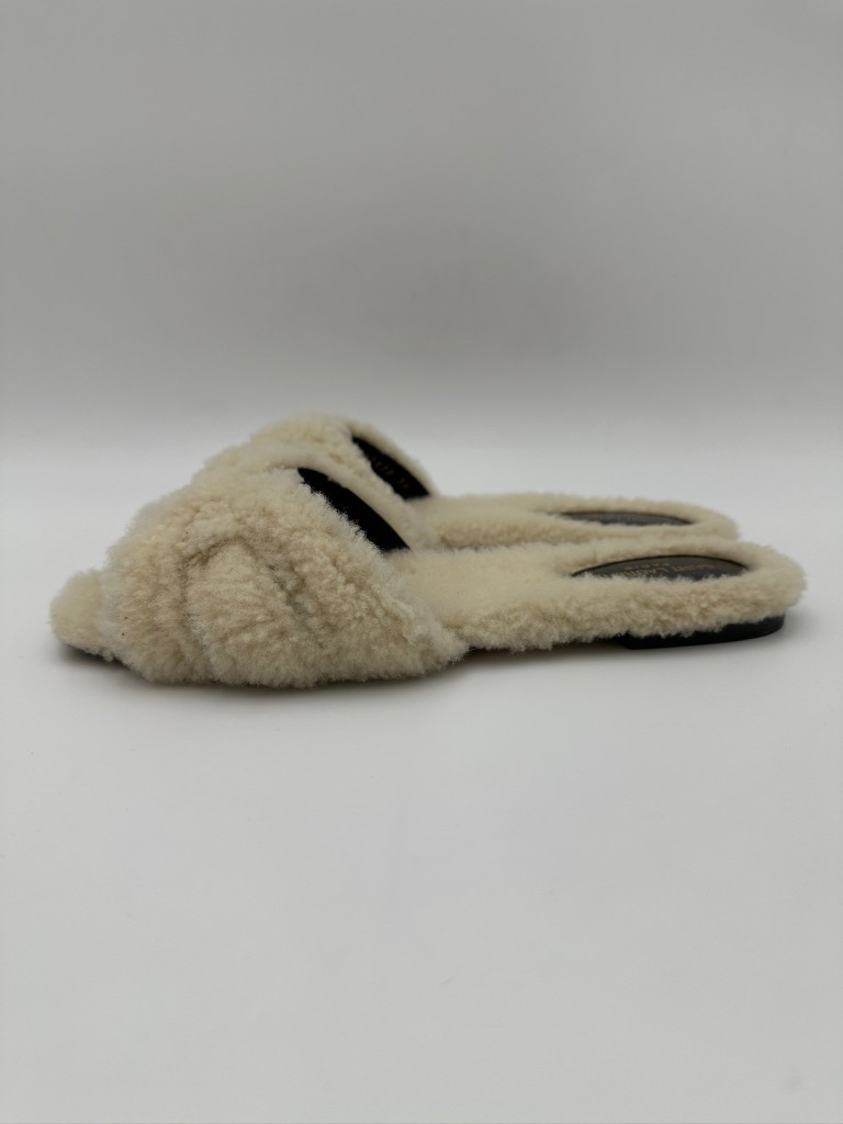 shearling flat slides