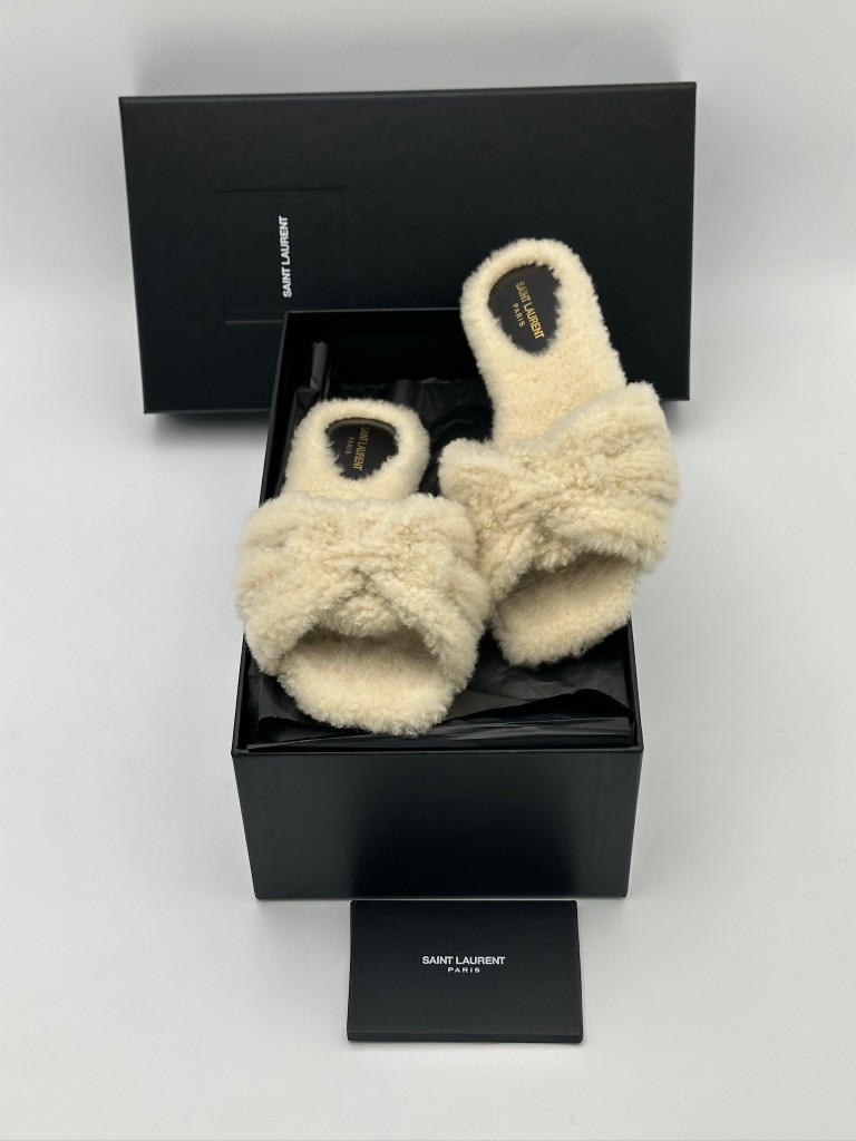 shearling flat slides