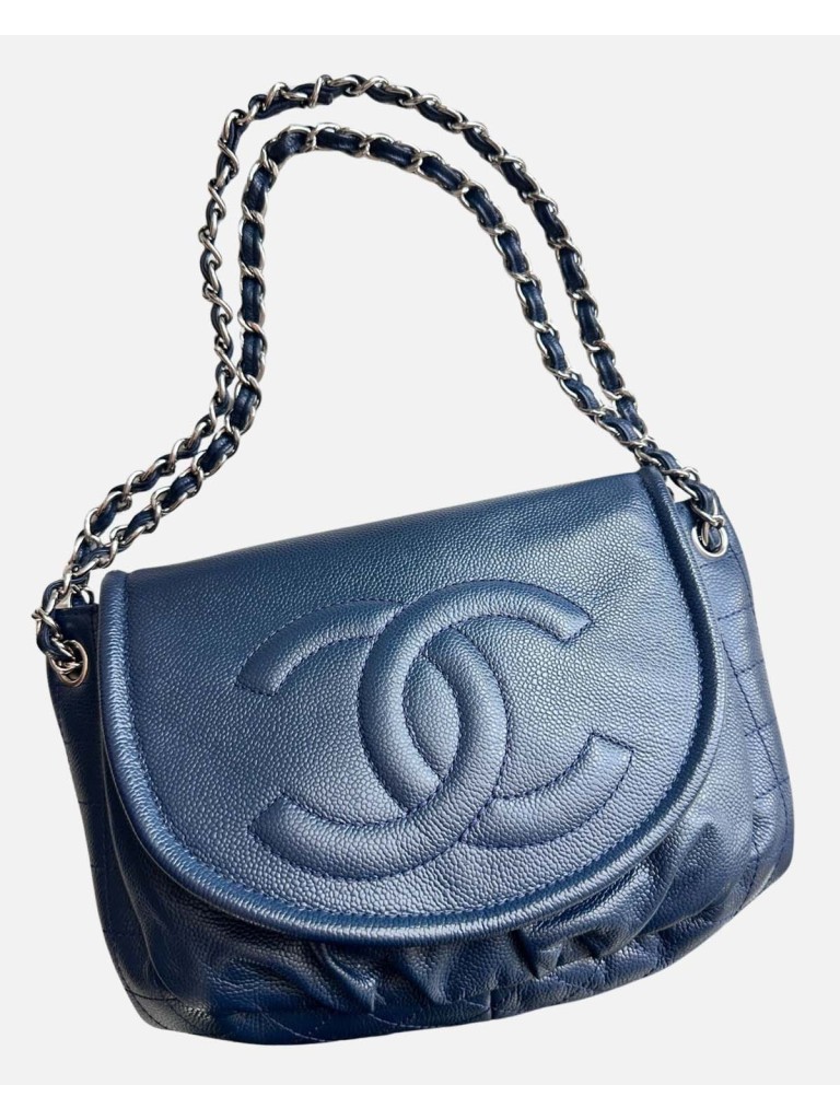 Half Moon Blue Large Flap Bag