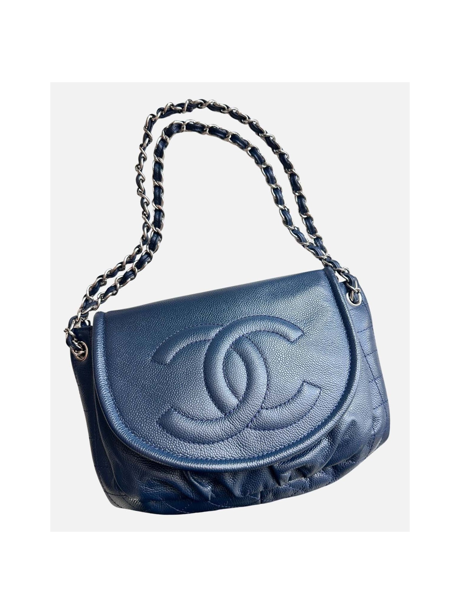 Half Moon Blue Large Flap Bag