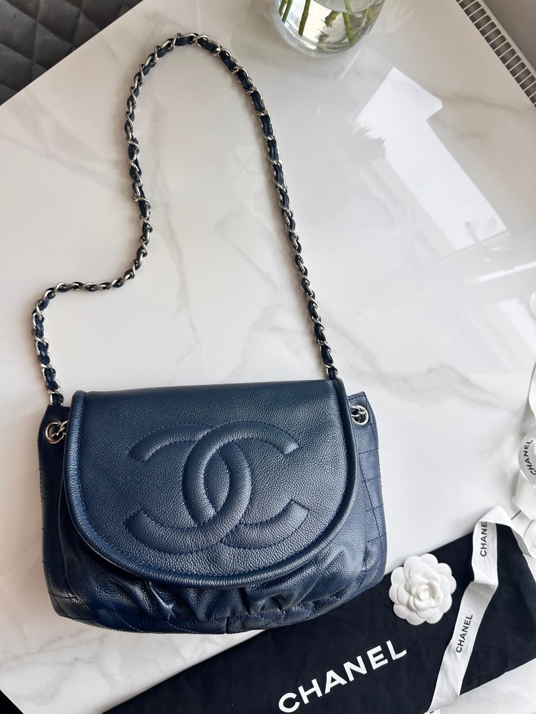 Half Moon Blue Large Flap Bag