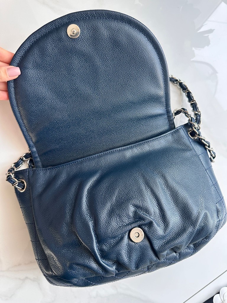 Half Moon Blue Large Flap Bag
