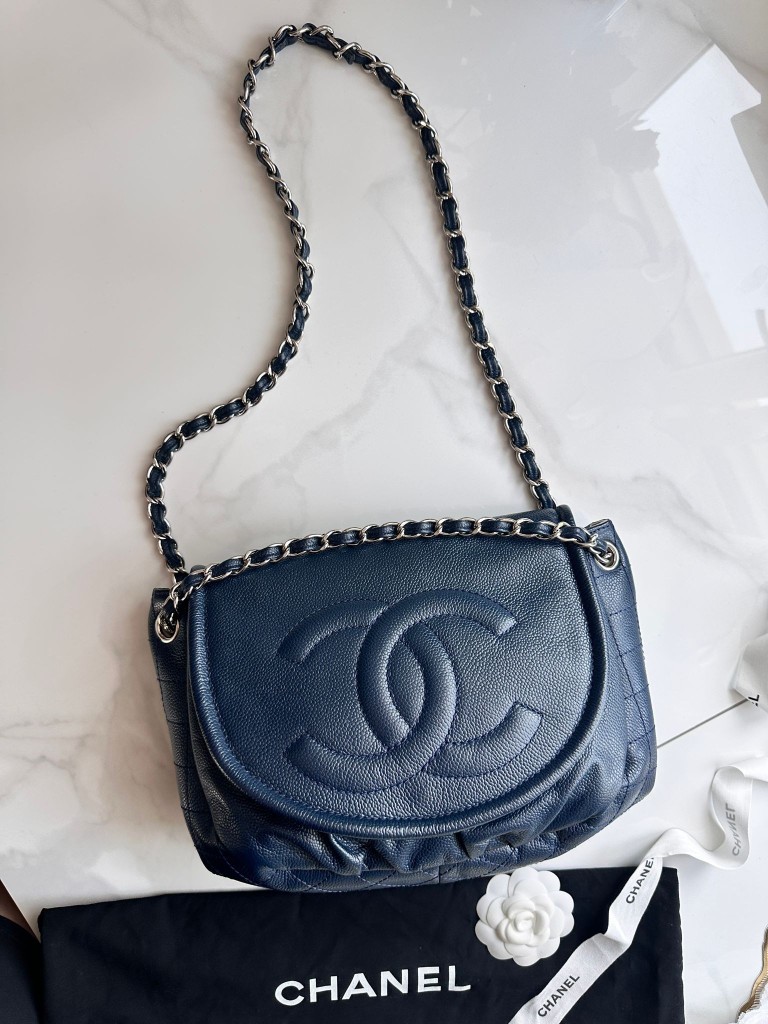 Half Moon Blue Large Flap Bag
