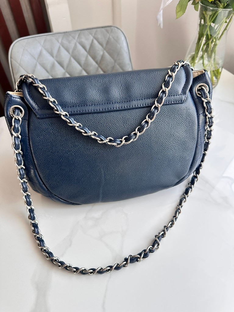 Half Moon Blue Large Flap Bag