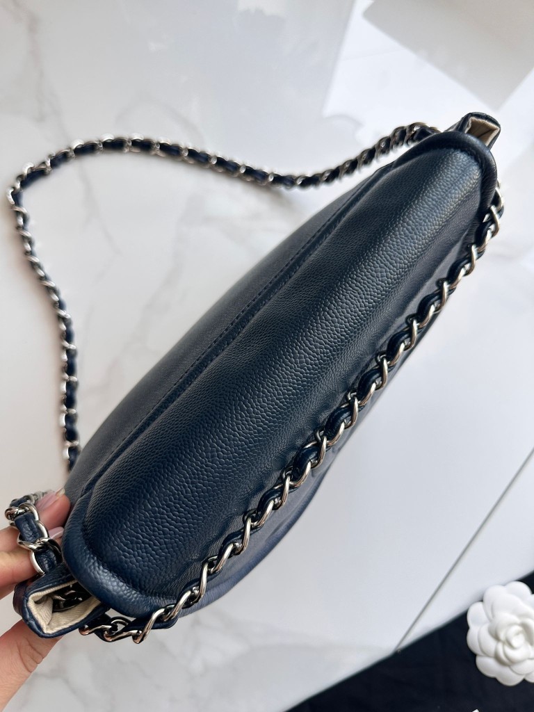 Half Moon Blue Large Flap Bag