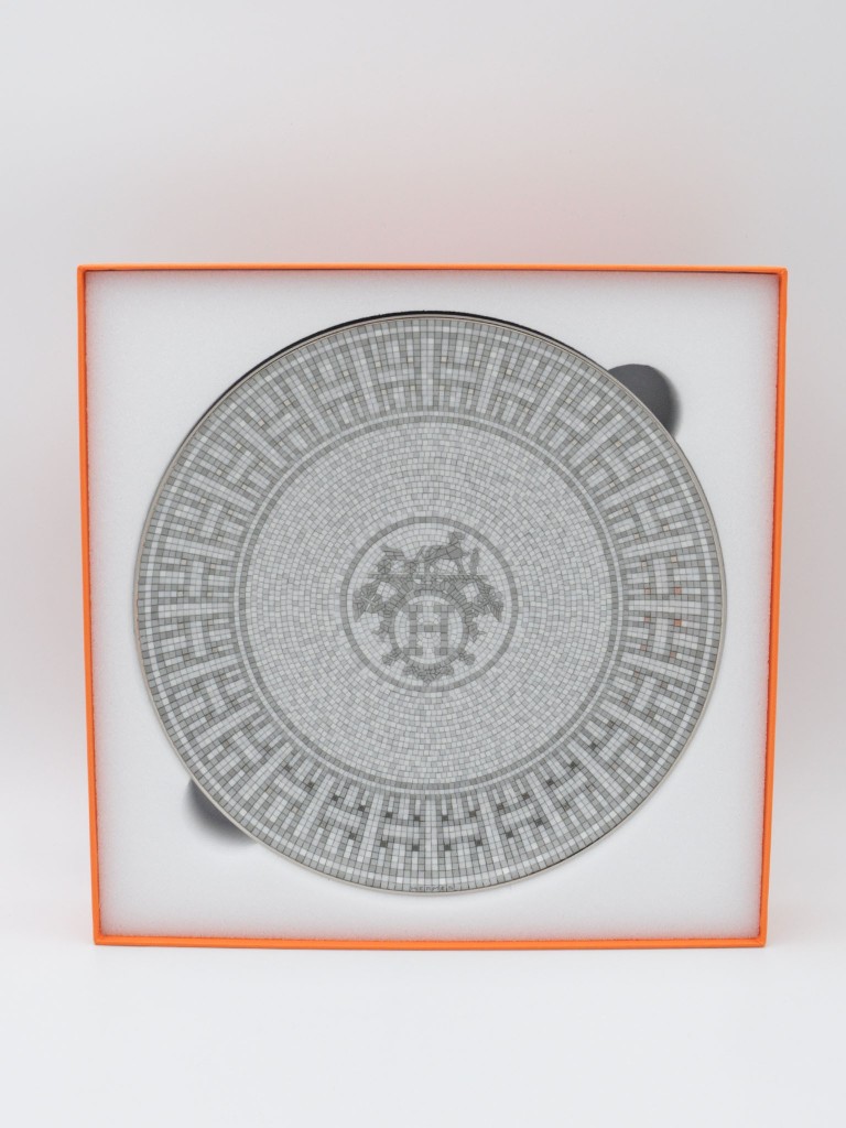 Hermès Mosaique Au 24 Platinium Dessert Plate set of 2