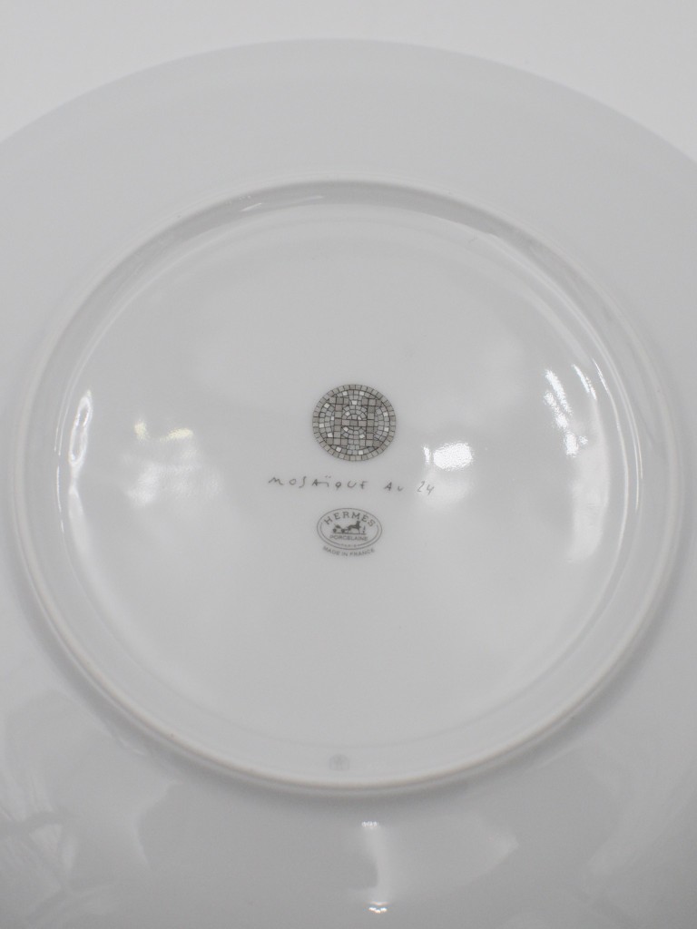 Hermès Mosaique Au 24 Platinium Dessert Plate set of 2