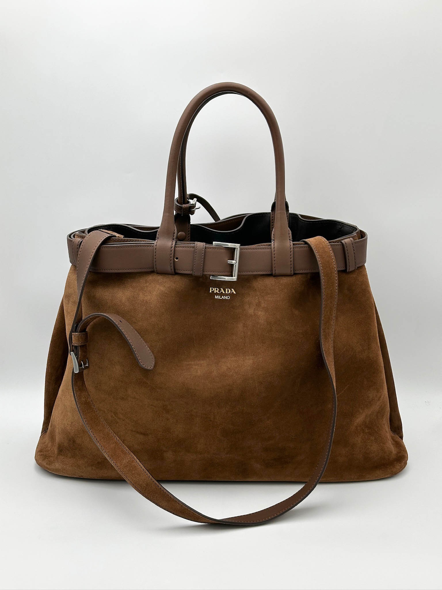 Prada Buckle Large Suede bag