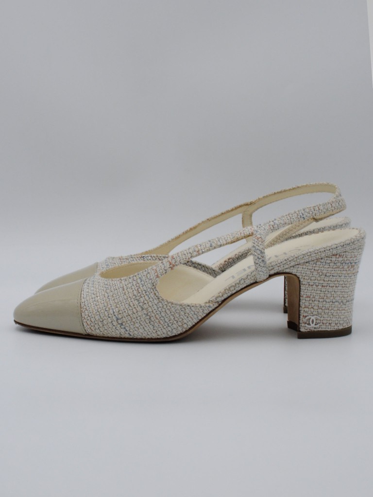 Chanel Slingback buty na obcasie