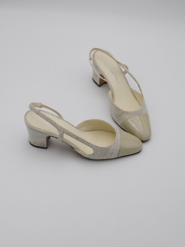 Chanel Slingback buty na obcasie