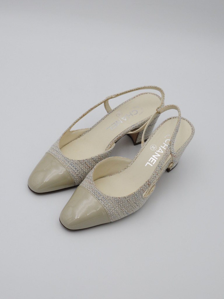 Chanel Slingback buty na obcasie