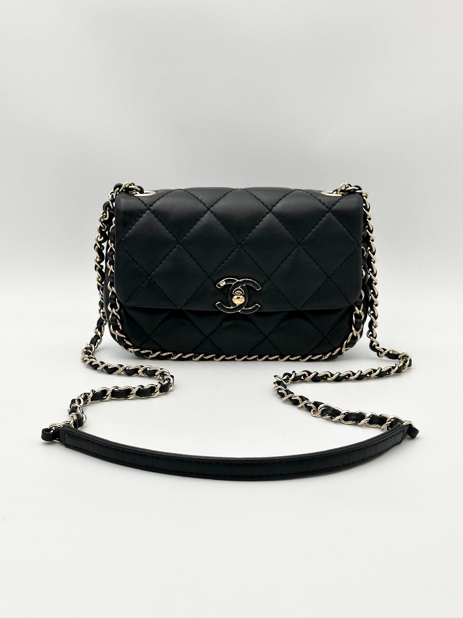 Chanel Chain Frame Enamel CC Flap Bag Mini