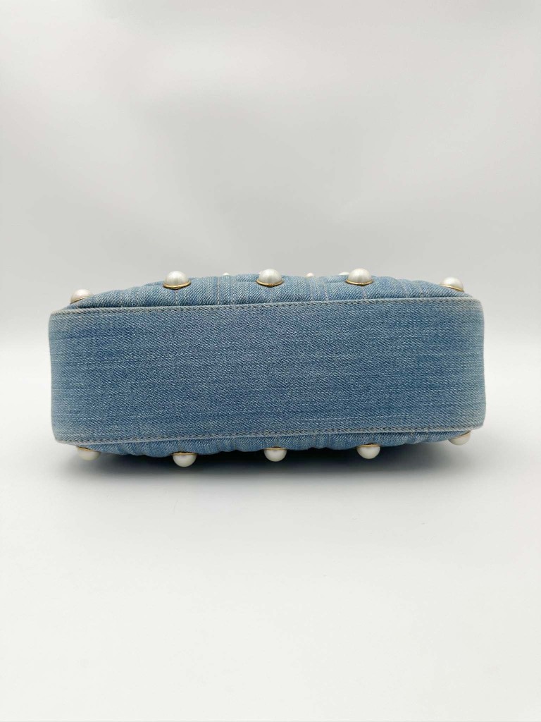 Gucci GG Marmont Camera Small Pearl Studded Denim torebka