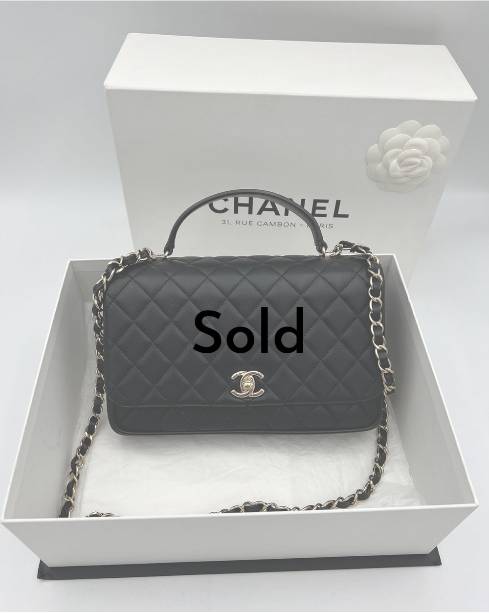 CHANEL 2022 Limited Lambskin Quilted Small CC Funky Town Flap Bag Hand –  Afashionistastore