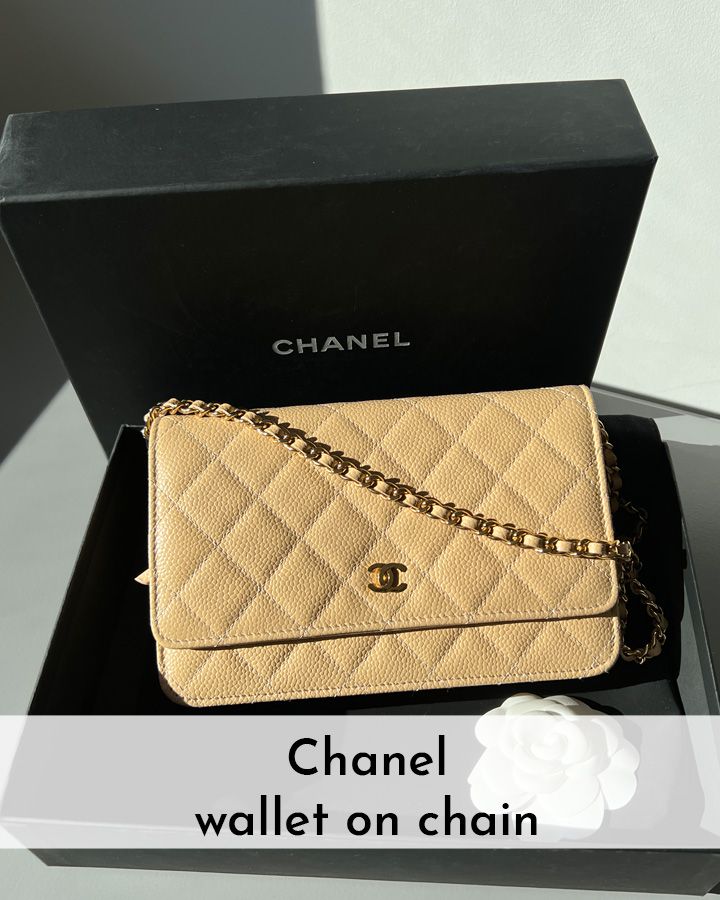 Chanel wallet on chain beige